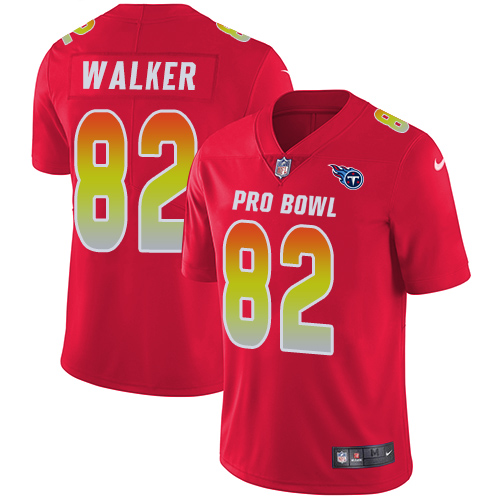 Nike Titans #82 Delanie Walker Red Men's Stitched NFL Limited AFC 2018 Pro Bowl Jersey